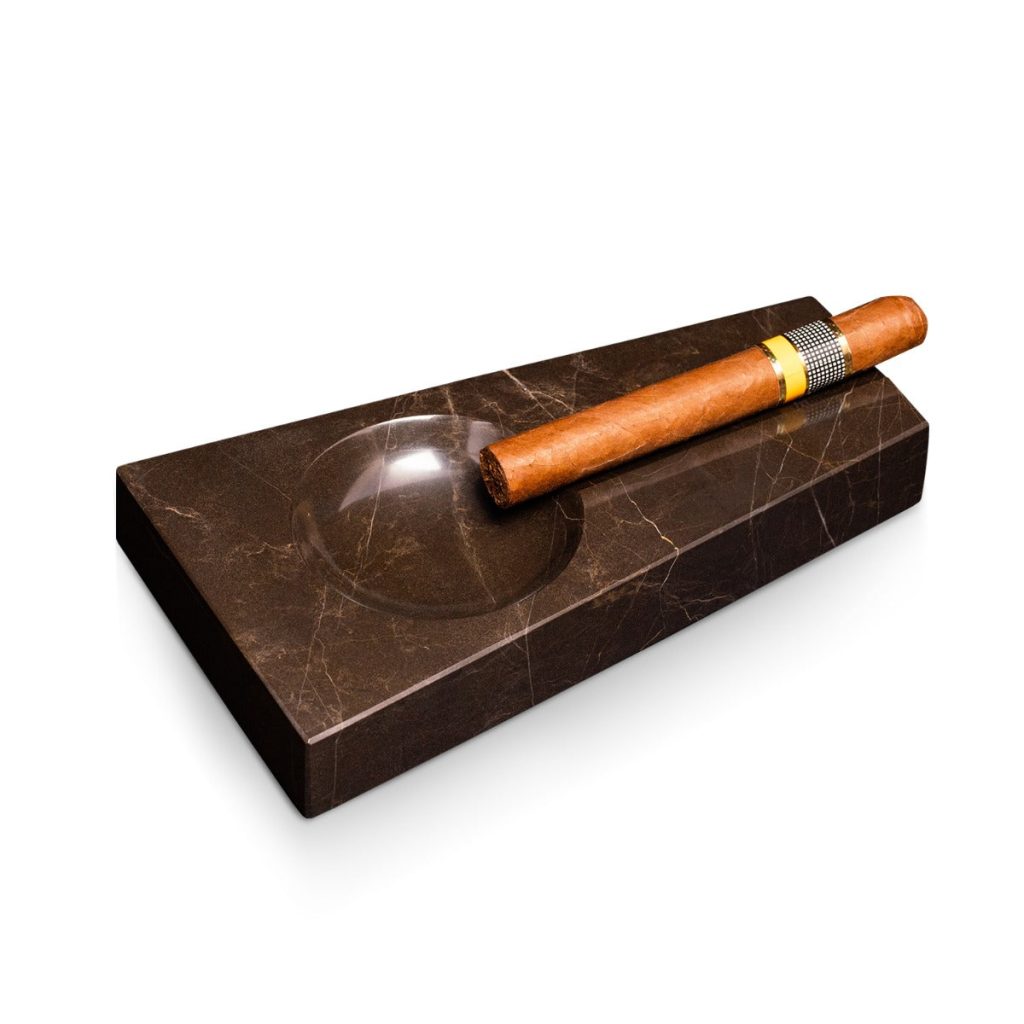 Marble Single Cigar Ashtray Brown